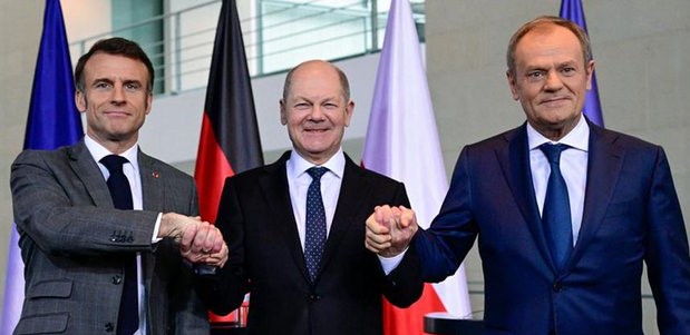 Scholz, Macron y Tusk comprarán más armas para Ucrania